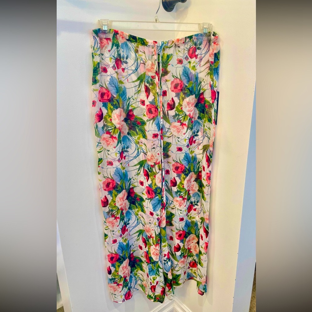 Victoria’s Secret Wide Leg Sheer Swim Cover Up Floral Summer Lounge Pants